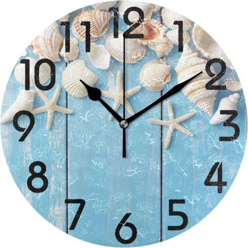 Miniatura 14 de Naanle Reloj de pared redondo negro con lápiz labial, de 9.5 pulgadas, funciona con pilas, de cuarzo, silencioso, analógico, silencioso