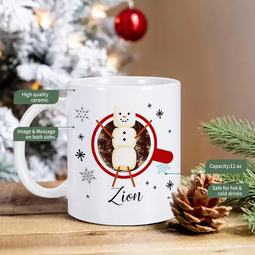 Miniatura 4 de COLBEAR Tazas de Navidad con nombre personalizado, taza de café de Navidad para niños, taza de chocolate caliente, taza de cacao caliente, taza