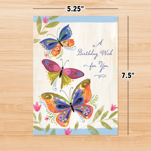 Miniatura 5 de Designer Pop!, Tarjeta de felicitación desplegable de cumpleaños, diseño 3D de mariposa (1 tarjeta con sobre)