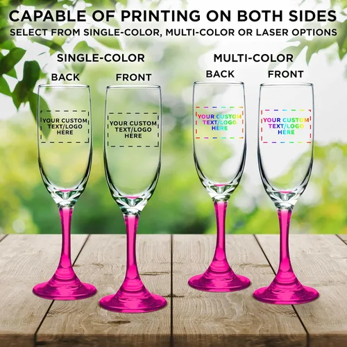 Miniatura 6 de DISCOUNT PROMOS Juego de 100 copas de champán personalizadas Premiere de 6.25 onzas, paquete a granel personalizado, elegante vaso para bodas