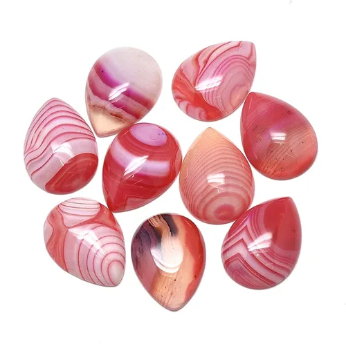 Miniatura 4 de Fashewelry Cuentas de cabujones de espalda plana de lágrima natural Cuarzo rosa