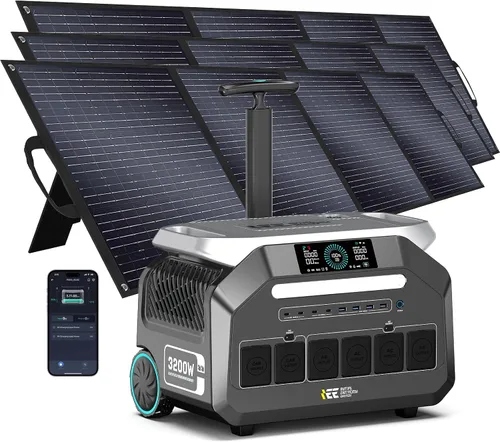 Miniatura 11 de Estación de energía portátil IEE de 3200 W P3200, generador solar de 2048 Wh, carga de CA de 1800 W y carga solar de 1000 W, estación de energía