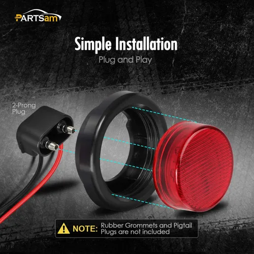 Miniatura 5 de Partsam 10 luces redondas rojas de 2.5 con 13 luces LED laterales [aprobadas por DOT] para camión de remolque de 12 V, uso universal, selladas a Rojo