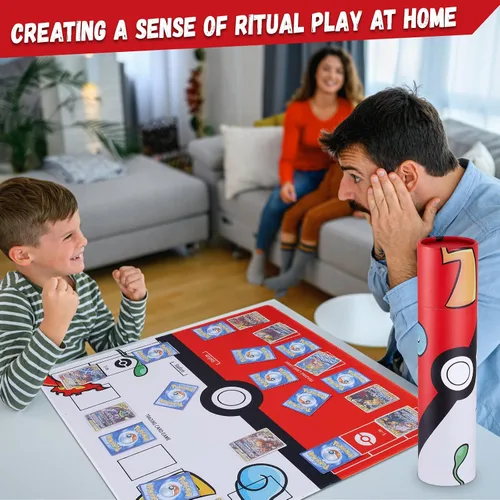Miniatura 3 de Biouai Tapete de juego para juego de cartas intercambiables, tapete de entrenamiento para 2 jugadores para juego con estuche de transporte (negro)