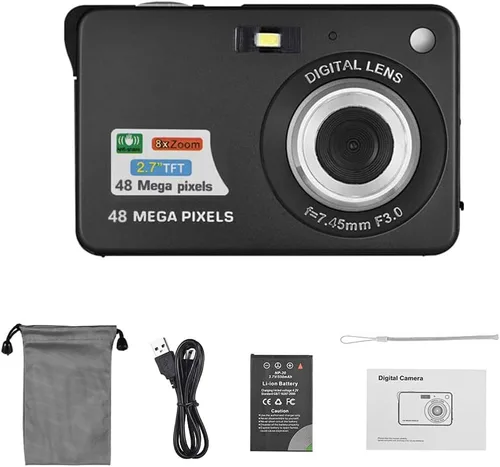Miniatura 7 de Cámara digital 1080P FHD Mini cámara digital de 48 MP videocámara de video anti-vibración 8X Zoom 2.7 pulgadas pantalla de detección facial bolsa