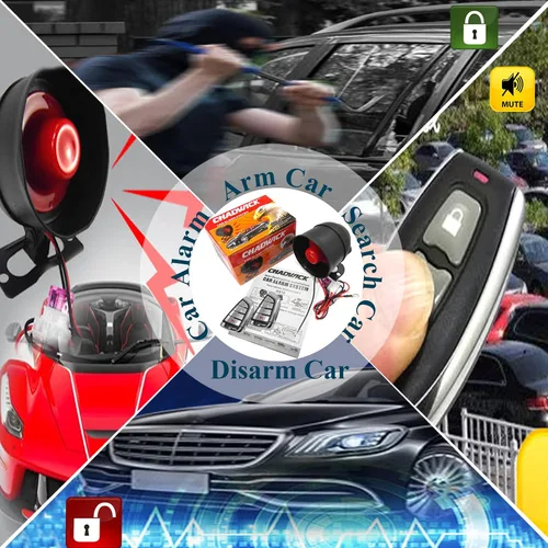 Miniatura 5 de Alarma de sirena de bocina de automóvil, sistema de protección de seguridad universal para automóvil con 2 controles remotos, sensibilidad de 7