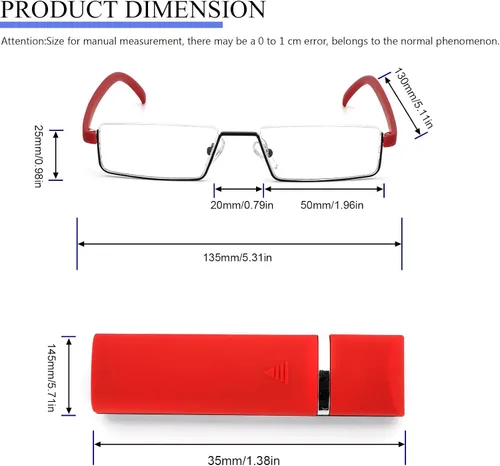 Miniatura 4 de REAVEE Elegantes lentes de lectura de medio marco para mujeres y damas, media lente, ligeros, rectangulares, de metal, portátiles, con estuches