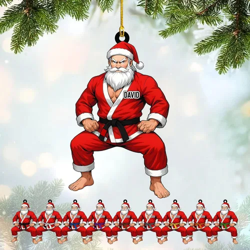 Miniatura 9 de Adorno personalizado de Jiu Jitsu, decoración de árbol de Navidad de artes marciales, regalo de recuerdo navideño BJJ para niños, adolescentes, On63