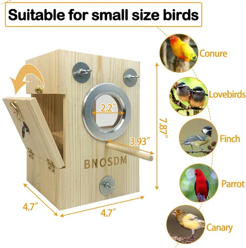 Miniatura 6 de BNOSDM Caja de nido de periquitos Caja transparente de cría de aves Cajas nido de madera natural jaula para pájaros (S)