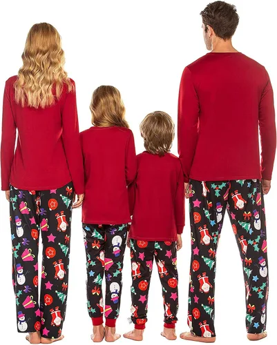 Miniatura 2 de Ekouaer Christmas Pajamas Matching Family Pj Set Long Sleeve Tops and Plaid Pants for Sleepwear Soft Loungewear Pjs