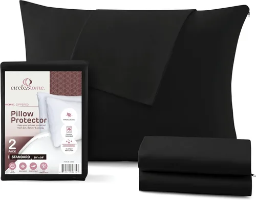 Miniatura 28 de CirclesHome Juego de 12 protectores de almohada estándar con cremallera, 100% algodón, transpirables, protegen las almohadas de la suciedad, el 1