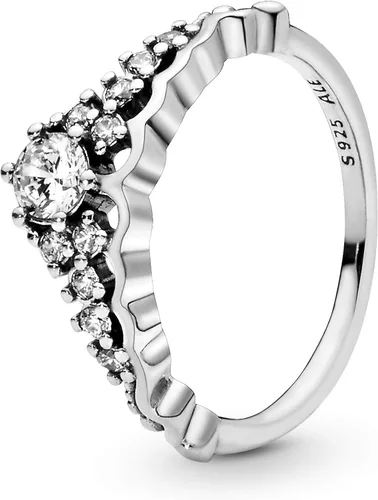 Pandora Joyería - Anillo de circonita cúbica con tiara de cuento de hadas - Regalo para ella - Plata de ley