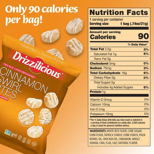 Miniatura 5 de Drizzilicious Paquete Variado de Mini Tortas de Arroz - Galletas de Arroz, Aperitivo Saludable para Adultos y Niños, Tortas de Arroz con Sabor