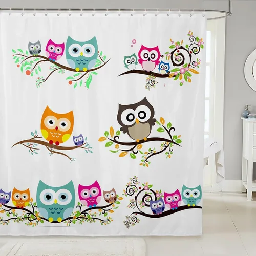 Miniatura 28 de Cortina de ducha con diseño de peces para niños, juego de cortina de ducha con diseño de anzuelo de pez, decoración de animales marinos, granja
