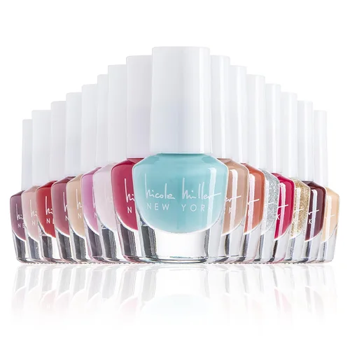 Nicole Miller - Juego de mini esmaltes de uñas, colores brillantes y vibrantes para uñas de manos y pies, morado Púrpura
