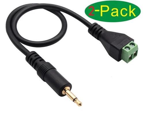 Miniatura 3 de Cable conector de bloque de terminales de tornillo de 0.138 in (1/8 pulgadas) 0.138 in TS mono macho a 2 pines/forma hembra tornillo cable adaptador