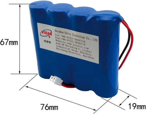Miniatura 2 de VIDAR - Batería recargable de iones de litio de 7.4 V 5200 mAh de alta capacidad con enchufe JST PH2.54/2P (personalizable) para electrónica
