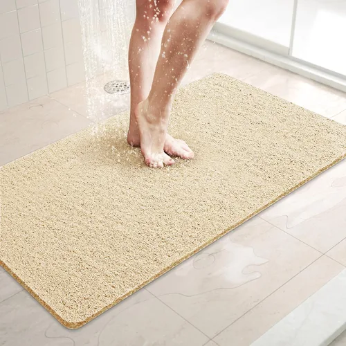 Miniatura 14 de LuxStep - Tapete de ducha, de 24 x 36 pulgadas, tapete de baño antideslizante con drenaje, tapete de baño de cloruro de polivinilo, de secado Gris