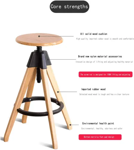 Miniatura 4 de ) Juego de 2 taburetes de bar giratorios de alta resistencia, altura ajustable, sillas de bar con respaldo y reposapiés, base de metal, taburetes