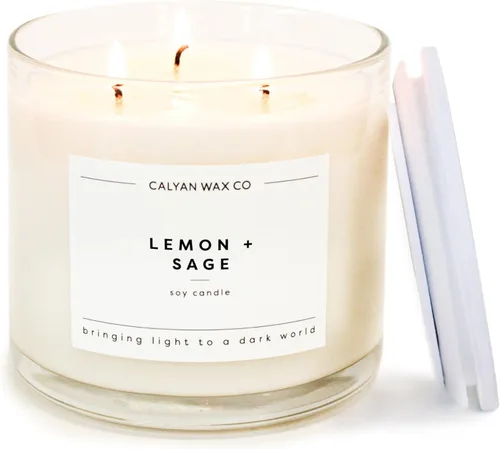 Miniatura 17 de Calyan Wax Co. Vela perfumada de cedro y tabaco de 3 mechas - 43 horas de combustión - Velas de soja de 3 mechas de lujo - Velas de cera de soja