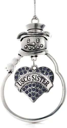 Miniatura 28 de Inspired Silver - Fuerza Aérea - Adorno de Navidad plateado - Adorno de árbol de Navidad con colgante de corazón azul con circonita cúbica