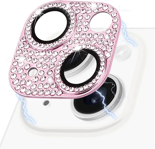 Miniatura 57 de Protector de lente de cámara diseñado para iPhone 12 Pro Max, con diamantes de imitación 3D con diamantes de imitación 9H, vidrio templado, Rosado