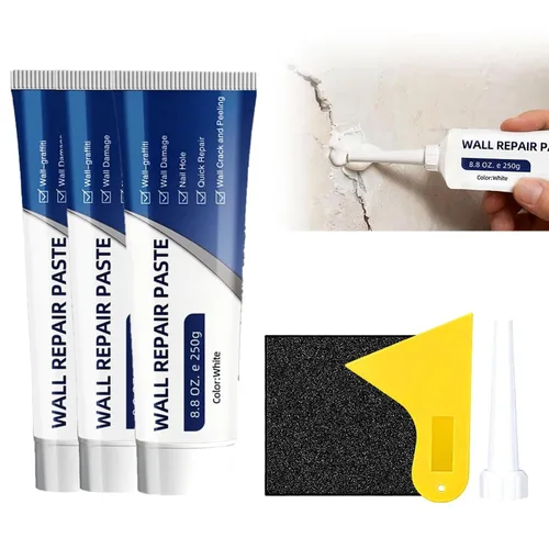 Miniatura 8 de Agente reparador de paredes 2026, pasta de reparación de pared blanca con espátula, agente de reparación de paredes, relleno de azulejos, kit