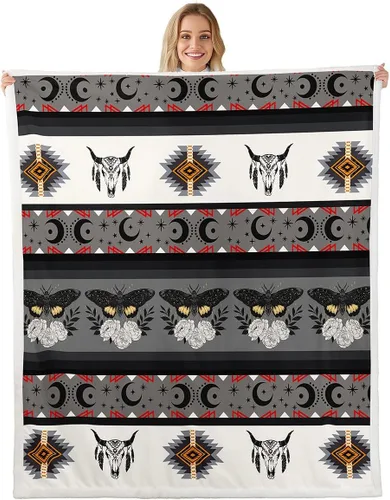 Miniatura 40 de Erosebridal Manta de forro polar de piel de vaca con estampado de leopardo marrón, manta occidental de 50 x 60 pulgadas, manta con estampado de vaca
