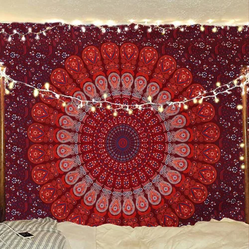 Miniatura 9 de Tapiz hippie indio bohemio psicodélico dorado azul pavo real mandala colgante en la pared (negro blanco, Queen (84 x 90 pulgadas) (84.6 x 90.6 in)