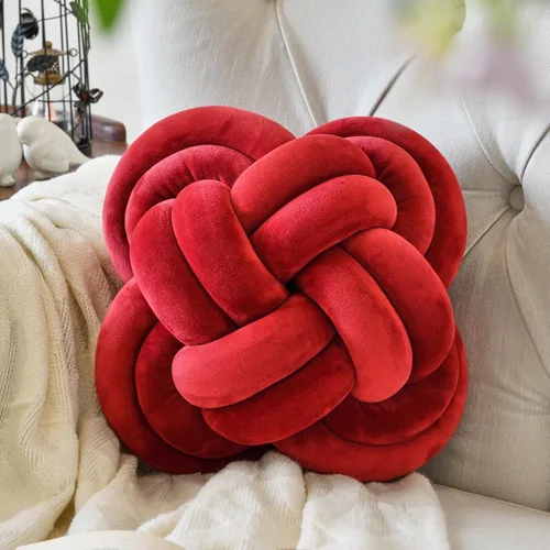 Miniatura 22 de Xuyier Bola de almohada de nudo, almohadas decorativas con tela de terciopelo para sofá cama, decoración de 12 pulgadas, cojines cuadrados anudados