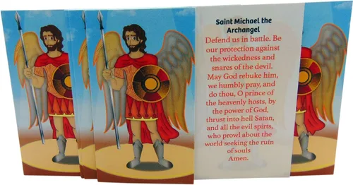 Miniatura 3 de Westmon Works Tarjetas sagradas de oración de San Miguel para niños, paquete a granel para aula o iglesia masiva, juego de 25, fabricadas
