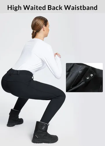 Miniatura 4 de BALEAF Women's Fleece Lined Snow Ski Pants Waterproof Windproof Softshell Insulated Slim Thermal Pants Zipper Bottom Leg