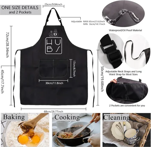 Miniatura 2 de MBMSO Juego de delantales para marido y esposa, delantal para esposa, regalo de boda para parejas, para él y ella, delantales de cocina, regalo