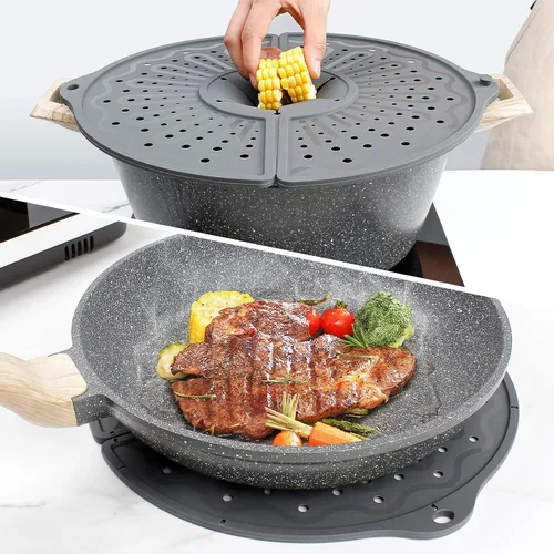 Miniatura 7 de Pantalla de silicona contra salpicaduras para sartén de 10, 11 y 12 pulgadas, protector contra salpicaduras plegable, protector contra salpicaduras