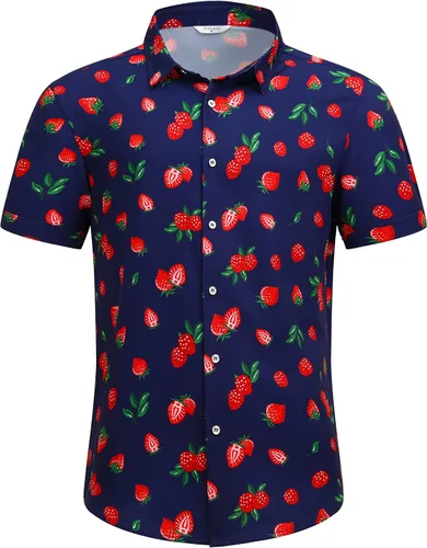 Miniatura 2 de SheLucki - Camisa hawaiana para hombre, unisex, de manga corta, con botones, para la playa y el verano, ropa casual estampada con sombra de palmas