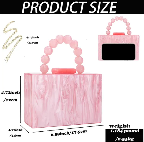 Miniatura 5 de Bolso de mano de acrílico para mujer, con estampado de leopardo, bolso de noche con cadena, bolso formal para fiesta, novia, boda, bolso de mano