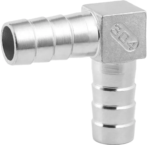 Miniatura 5 de Acero inoxidable 1" manguera Codo de púas 90 grados L Ángulo recto de púas de montaje de agua Combustible Aire