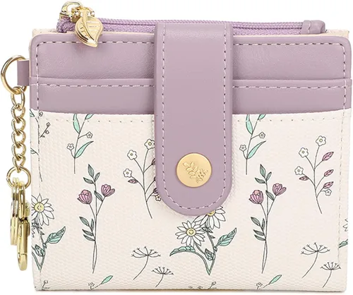 Miniatura 11 de Farcauo Cartera para Mujer delgada con Flores Kawaii, Carteras para Mujeres, Cartera Linda y delgada para Mujeres, Contemporáneo