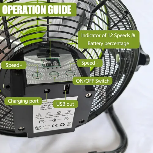 Miniatura 2 de lcocove Ventilador con pilas, puede funcionar de 5 a 24 horas, diseño de ventilador solar para cobertizo, hogar, exterior, con salida USB