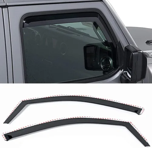 Quadratec Viseras tintadas para ventana, solo delanteras, se adapta a Jeep Wrangler JL y Gladiator JT 2018-2023, tinte negro ahumado, mantiene fuera
