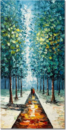 Miniatura 13 de Alenoss Pinturas Metálicas Abstractas 100% Hechas a Mano Lienzo Arte de Pared Textura Gruesa Única Superficie Áspera Pintura al Óleo Moderna 48x24