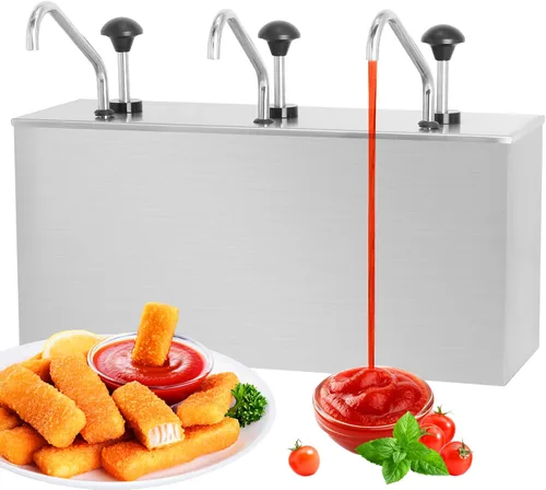 Estación de bomba de condimentos Dispensador de bomba de salsa inoxidable 11Quart Ketchup Dispensador Bombas dispensadoras