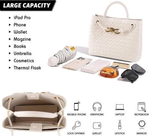 Miniatura 5 de Bolsa tejida para mujer, bolsa tejida con asa superior, bolsa de hombro tejida, bolsa cruzada