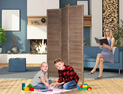 Divisores de habitación de madera de 3 paneles y pantallas de privacidad plegables, divisores y divisores de habitación de 5.64 pies de alto y 4.2
