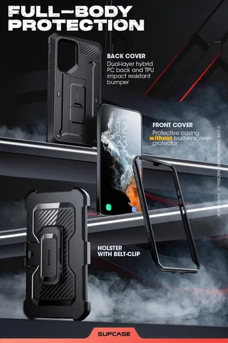 Miniatura 4 de SUPCASE Funda para Samsung Galaxy S23 Ultra con soporte (Unicorn Beetle Pro), [marco frontal integrado y clip para cinturón]