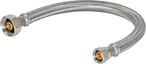 Eastman Conector de grifo trenzado Steel-Flex de 12 pulgadas, compresión FIP de 1/2 pulgada x 3/8 pulgadas, línea de suministro de grifo de acero