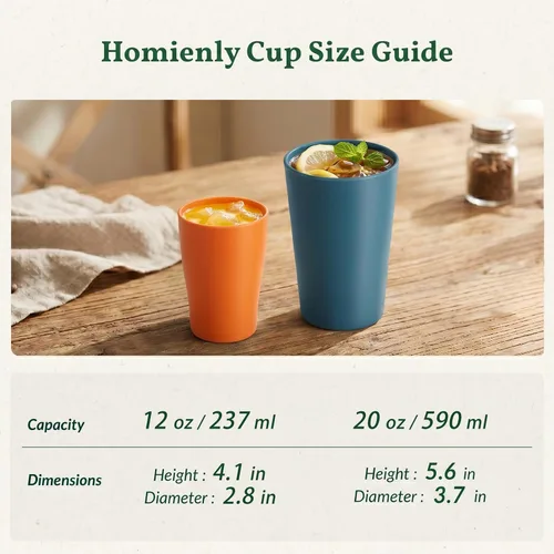 Miniatura 9 de Homienly Juego de vasos apilables con popote de trigo inastillable, vasos de cocina irrompibles para niños y adultos, reutilizables, aptos para 8