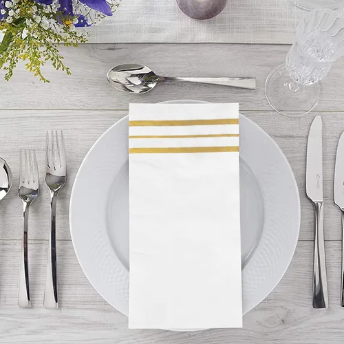 Miniatura 4 de 100 piezas de servilletas blancas y doradas, servilletas de papel para cena, toallas de mano desechables para baño, servilletas suaves