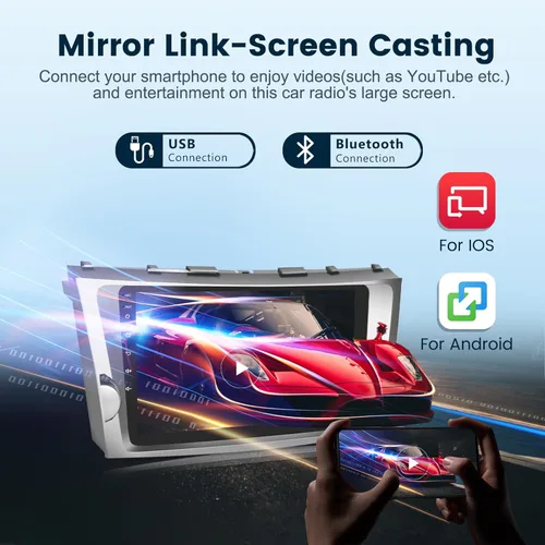 Miniatura 4 de Radio de coche 5GHz-WiFi 2G+64G para Toyota Camry 2006 2007 2008 2009 2010 2011 con CarPlay Android Auto, 9 pulgadas pantalla táctil Android 15
