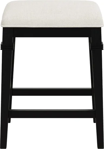 Miniatura 7 de Hillsdale, Arabella Taburete de madera sin respaldo con patas cónicas, cepillo de alambre negro